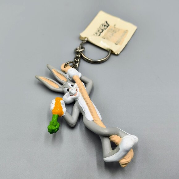 Bugs Bunny Keychain Key Ring Carrot Hanging on Rope Applause Vintage NWT - Picture 6 of 10